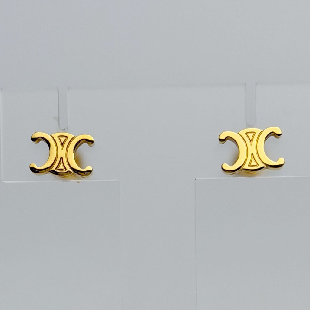 Celine Maillon Triomphe Earrings Plated Gold Vintage