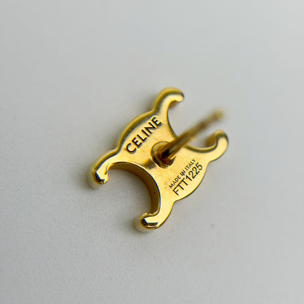 Celine Maillon Triomphe Earrings Plated Gold Vintage — view 6