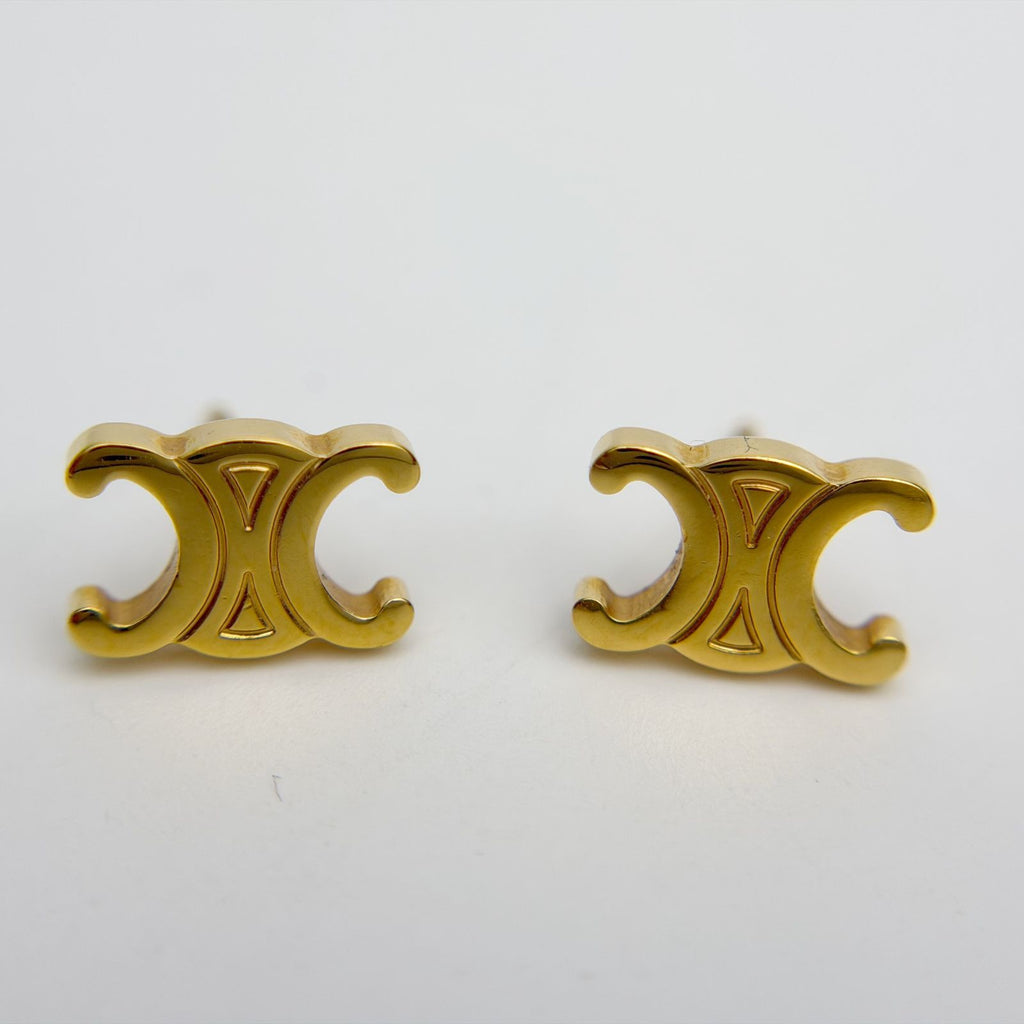 Celine Maillon Triomphe Earrings Plated Gold Vintage — view 3