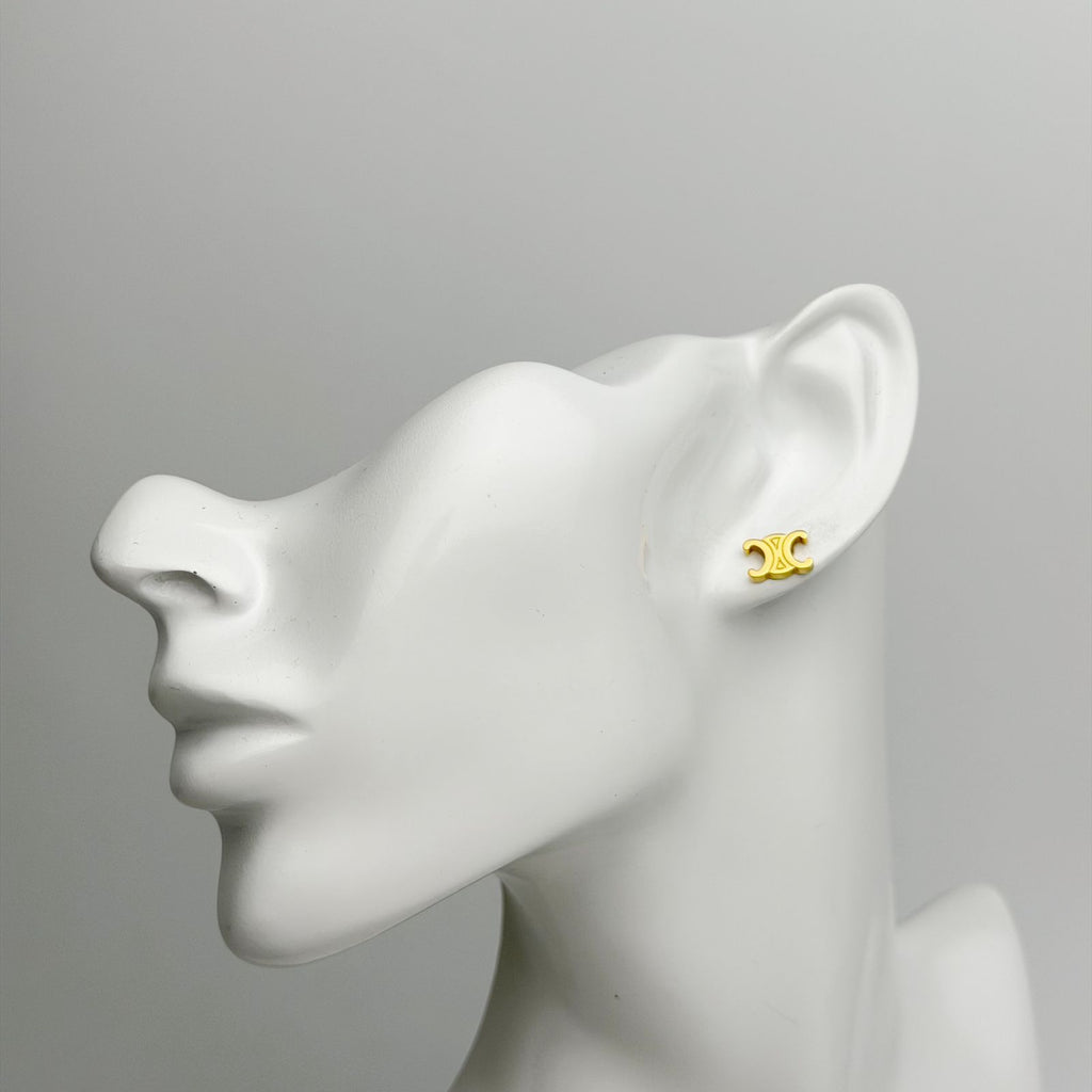 Celine Maillon Triomphe Earrings Plated Gold Vintage — view 2