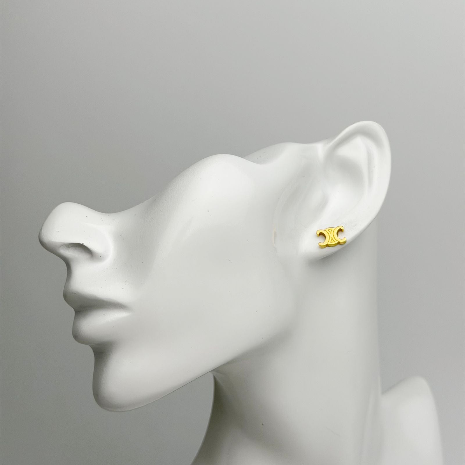 Celine Maillon Triomphe Earrings Plated Gold Vintage — view 2