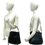 Gucci Vintage Bamboo Leather 2-Way Shoulder Bag Black — view 2