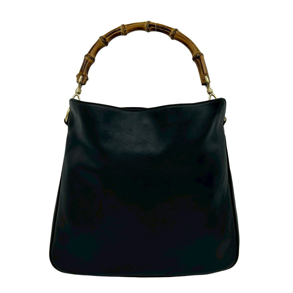 Gucci Vintage Bamboo Leather 2-Way Shoulder Bag Black — view 3