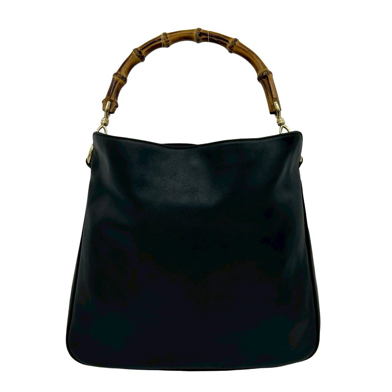 Gucci Vintage Bamboo Leather 2-Way Shoulder Bag Black — view 3
