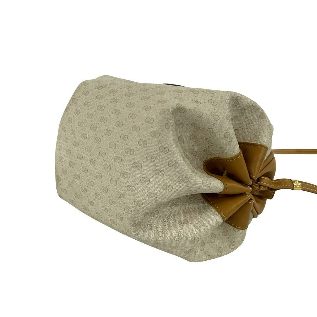 Gucci Vintage Micro GG Logo Leather Shoulder Bag Pochette Ivory Brown — view 8