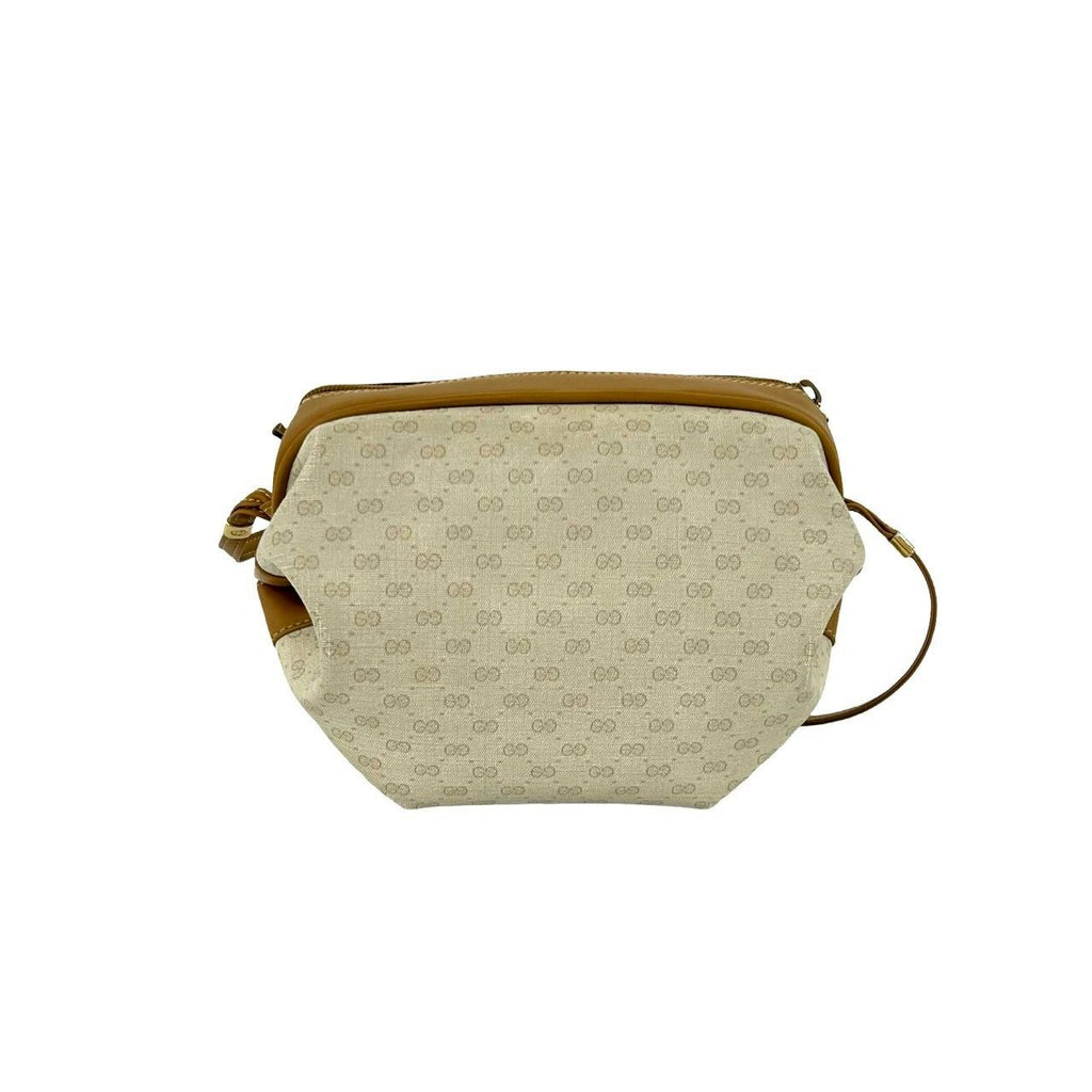 Gucci Vintage Micro GG Logo Leather Shoulder Bag Pochette Ivory Brown — view 3