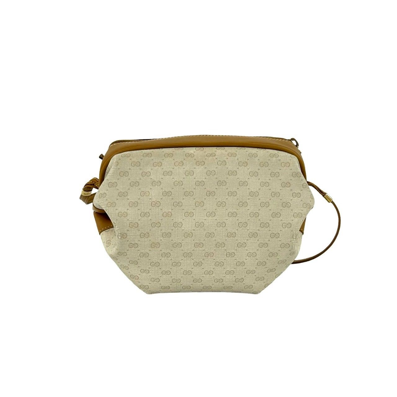 Gucci Vintage Micro GG Logo Leather Shoulder Bag Pochette Ivory Brown — view 3