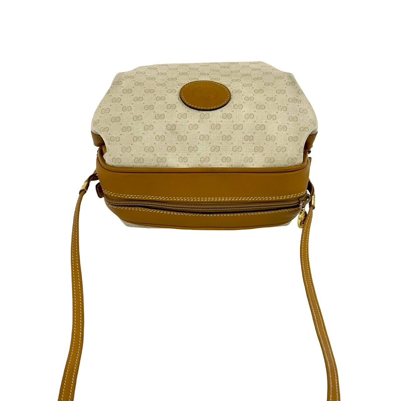 Gucci Vintage Micro GG Logo Leather Shoulder Bag Pochette Ivory Brown — view 4