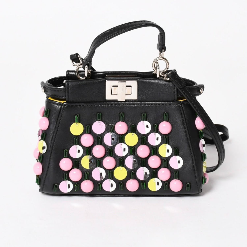 Fendi Micro Peekaboo 2-Way Shoulder Bag Studs Pink Yellow Silver — view 2
