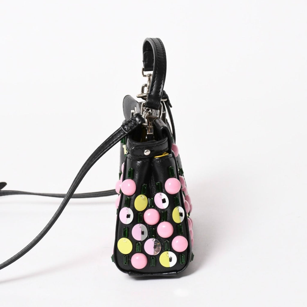 Fendi Micro Peekaboo 2-Way Shoulder Bag Studs Pink Yellow Silver — view 4