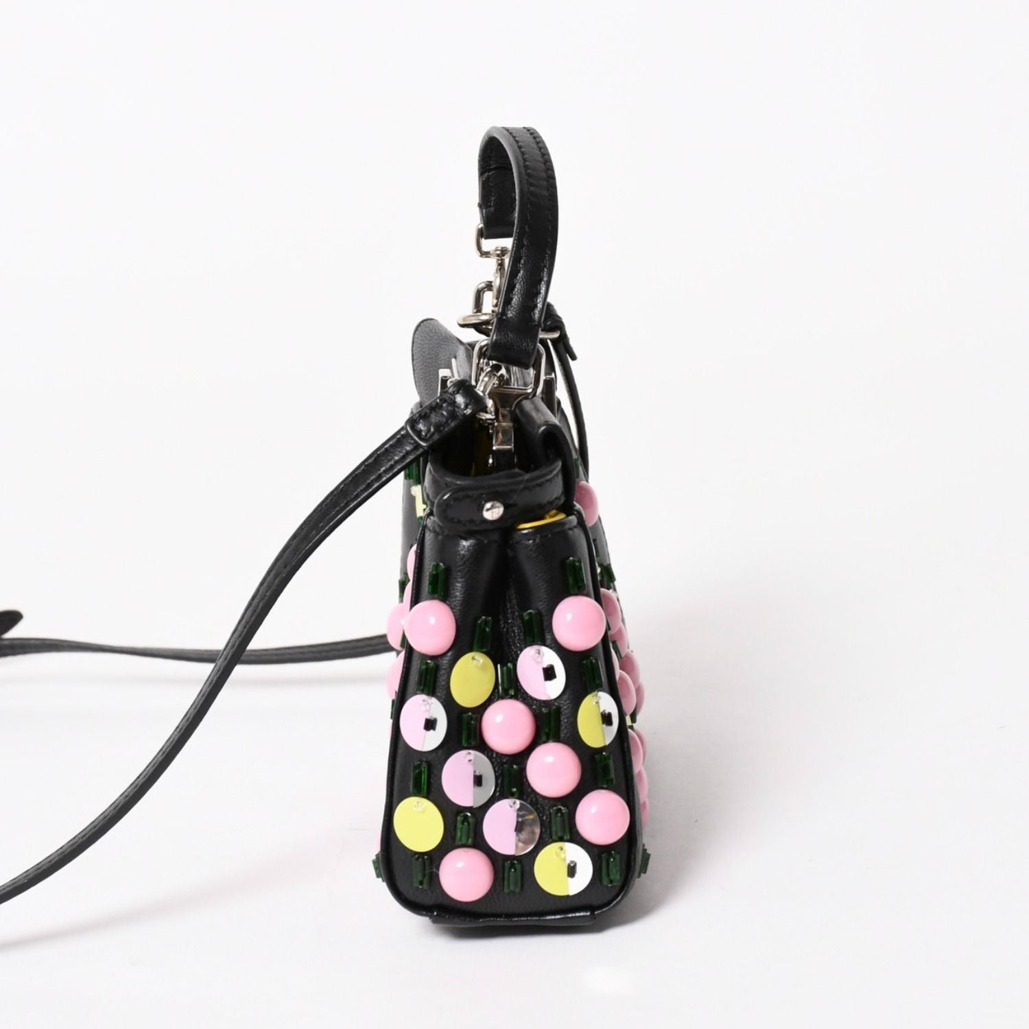 Fendi Micro Peekaboo 2-Way Shoulder Bag Studs Pink Yellow Silver — view 4