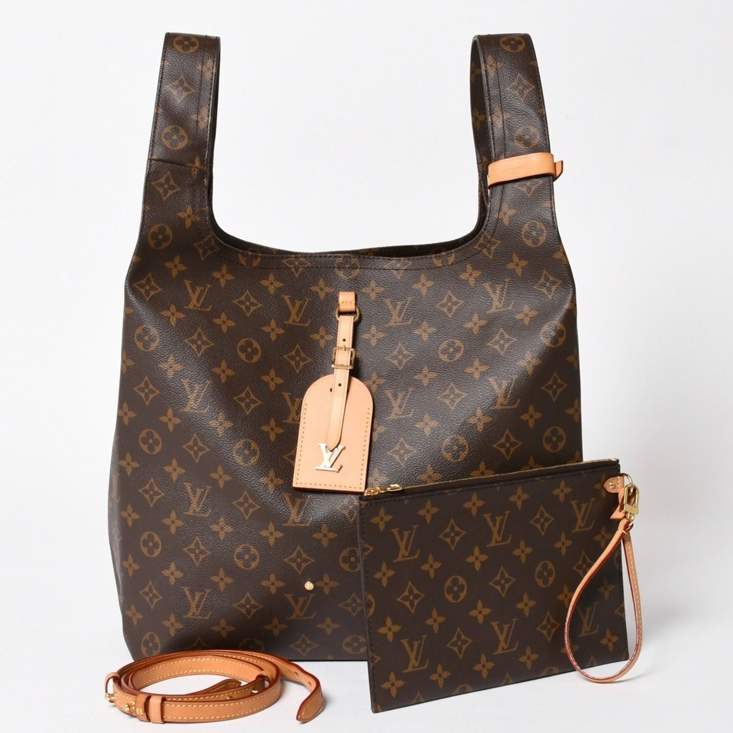 Louis Vuitton Atlantis GM Monogram Canvas Tote Shoulder Bag Brown Gold