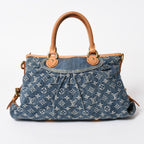 Louis Vuitton Neo Cabby MM Handbag 2-Way Monogram Denim Gold — view 2