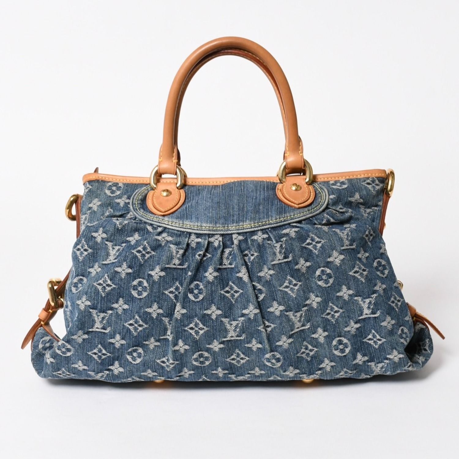 Louis Vuitton Neo Cabby MM Handbag 2-Way Monogram Denim Gold — view 2