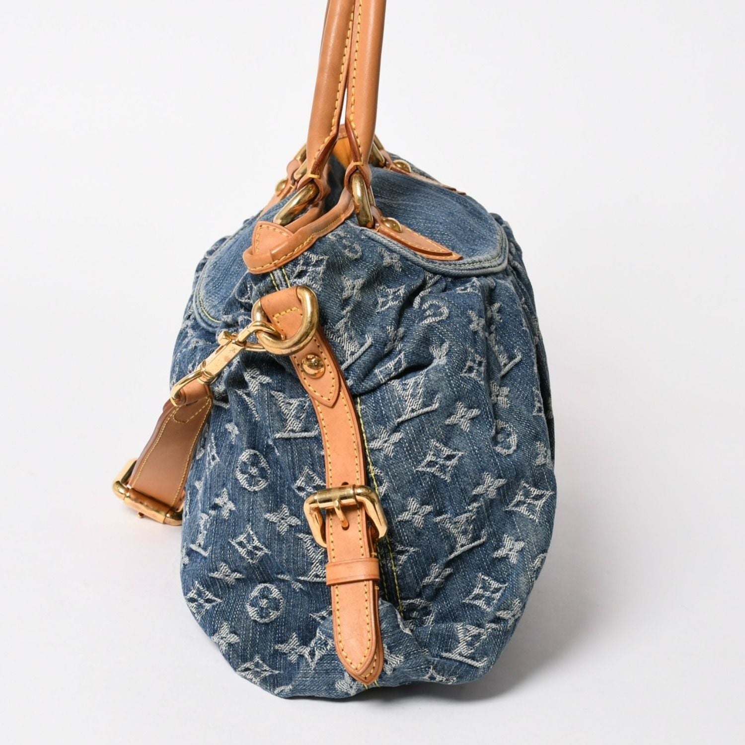 Louis Vuitton Neo Cabby MM Handbag 2-Way Monogram Denim Gold — view 4
