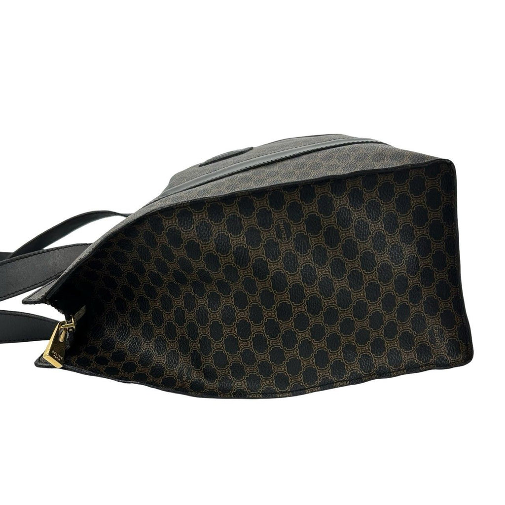 Celine Vintage Macadam Blason Triomphe Pattern Leather Tote Shoulder Bag Black — view 5