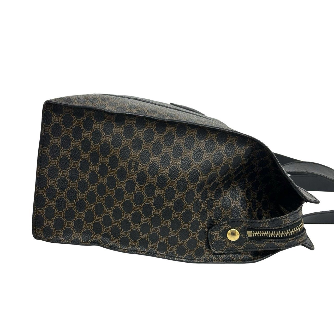Celine Vintage Macadam Blason Triomphe Pattern Leather Tote Shoulder Bag Black — view 6