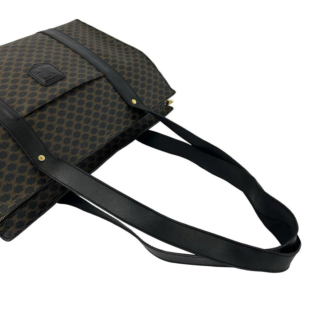 Celine Vintage Macadam Blason Triomphe Pattern Leather Tote Shoulder Bag Black — view 4