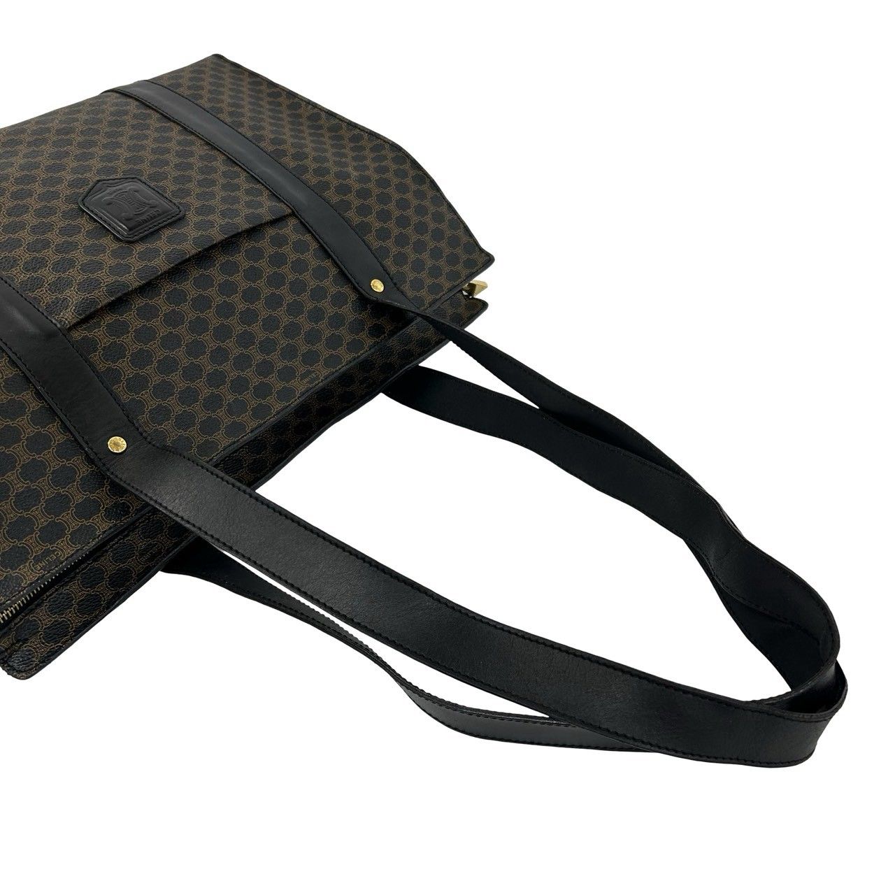 Celine Vintage Macadam Blason Triomphe Pattern Leather Tote Shoulder Bag Black — view 4