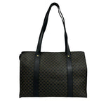 Celine Vintage Macadam Blason Triomphe Pattern Leather Tote Shoulder Bag Black — view 3