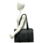 Celine Vintage Macadam Blason Triomphe Pattern Leather Tote Shoulder Bag Black — view 2