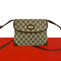 Gucci Vintage GG Logo Leather Shoulder Bag Pochette Crossbody Brown