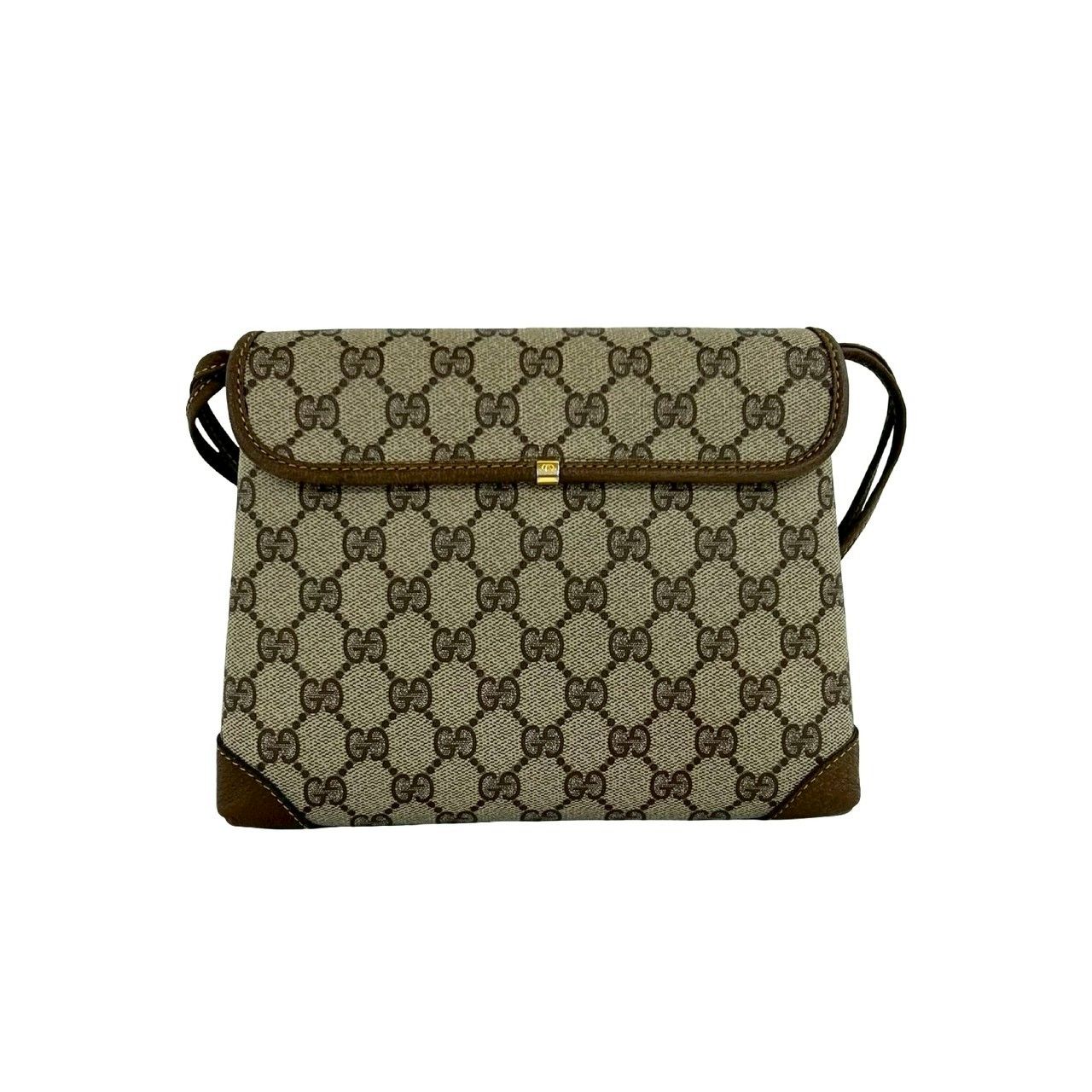 Gucci Vintage GG Logo Leather Shoulder Bag Pochette Crossbody Brown — view 3