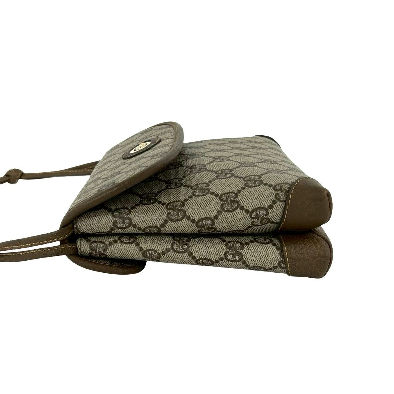 Gucci Vintage GG Logo Leather Shoulder Bag Pochette Crossbody Brown — view 5
