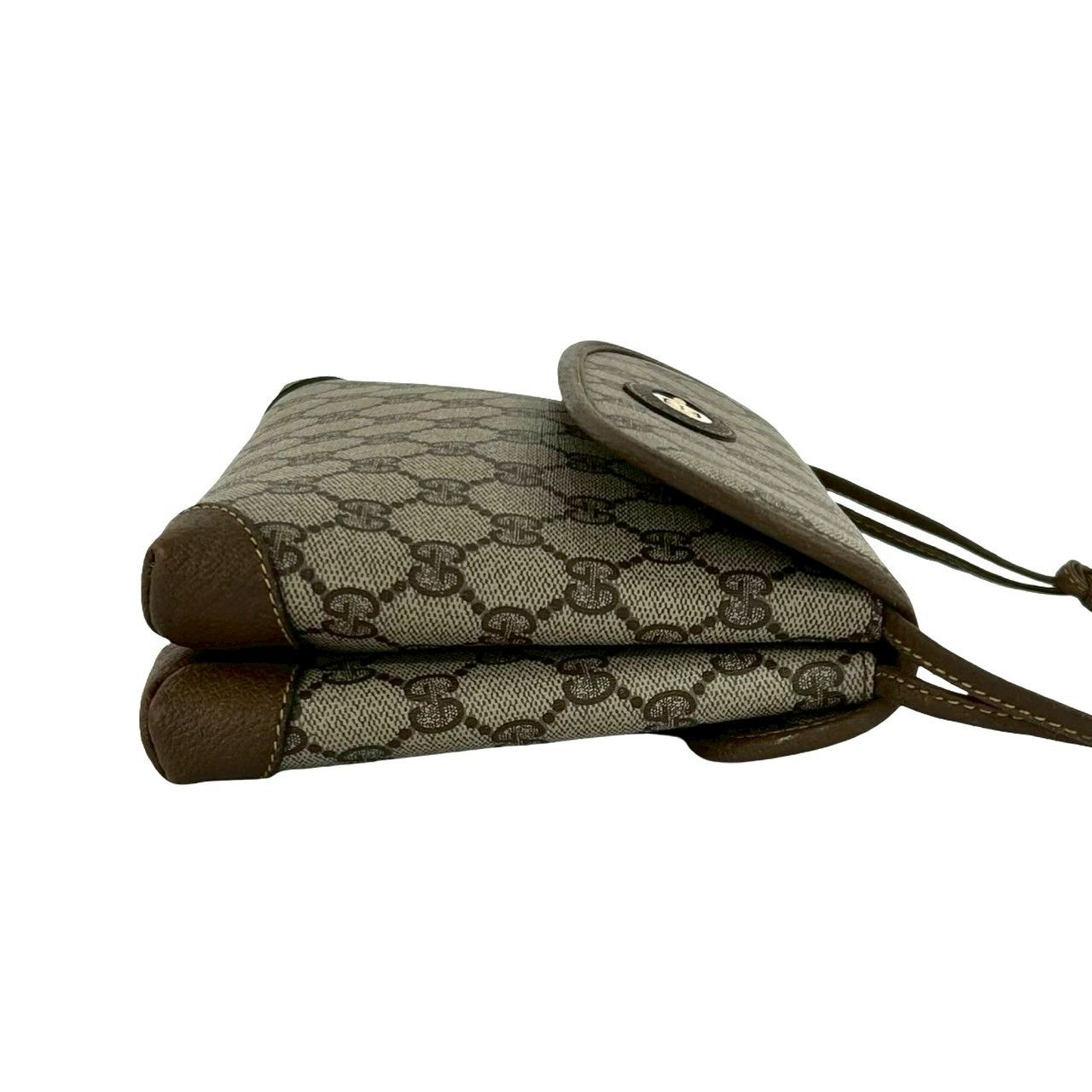 Gucci Vintage GG Logo Leather Shoulder Bag Pochette Crossbody Brown — view 6