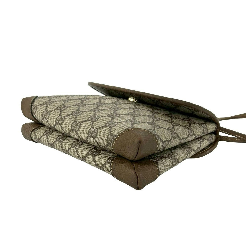 Gucci Vintage GG Logo Leather Shoulder Bag Pochette Crossbody Brown — view 8