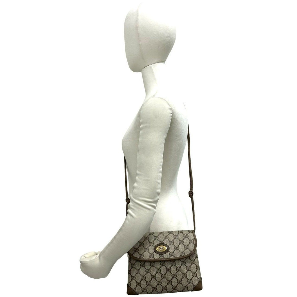 Gucci Vintage GG Logo Leather Shoulder Bag Pochette Crossbody Brown — view 2