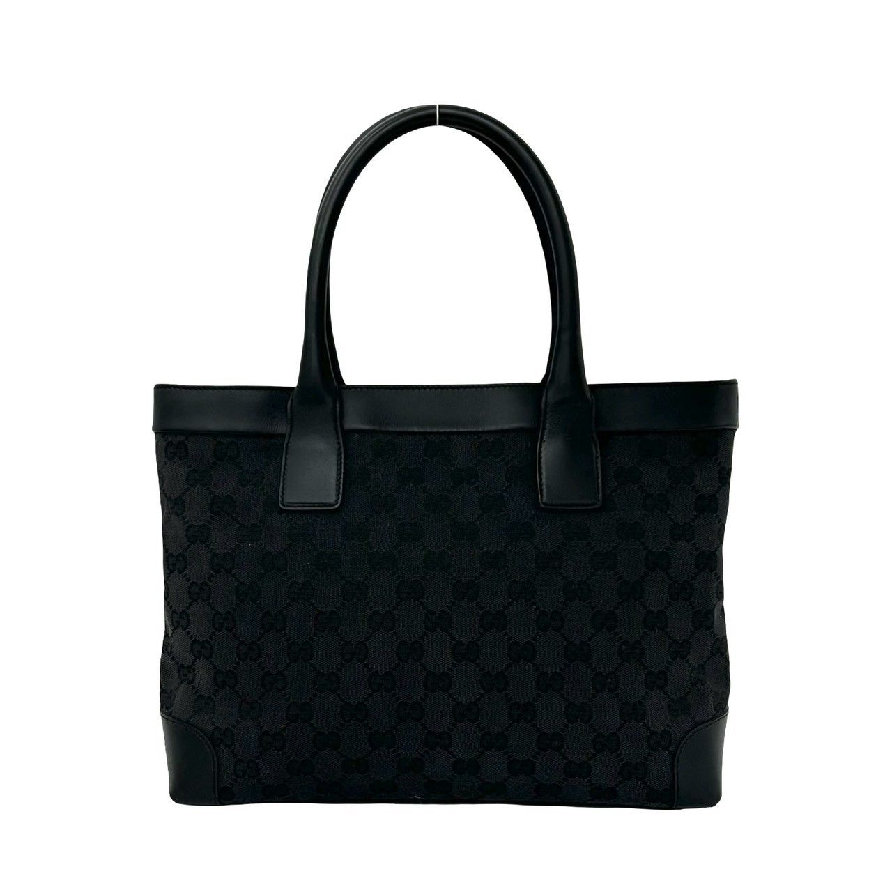 Gucci GG Pattern Canvas Leather Tote Business Black — view 3