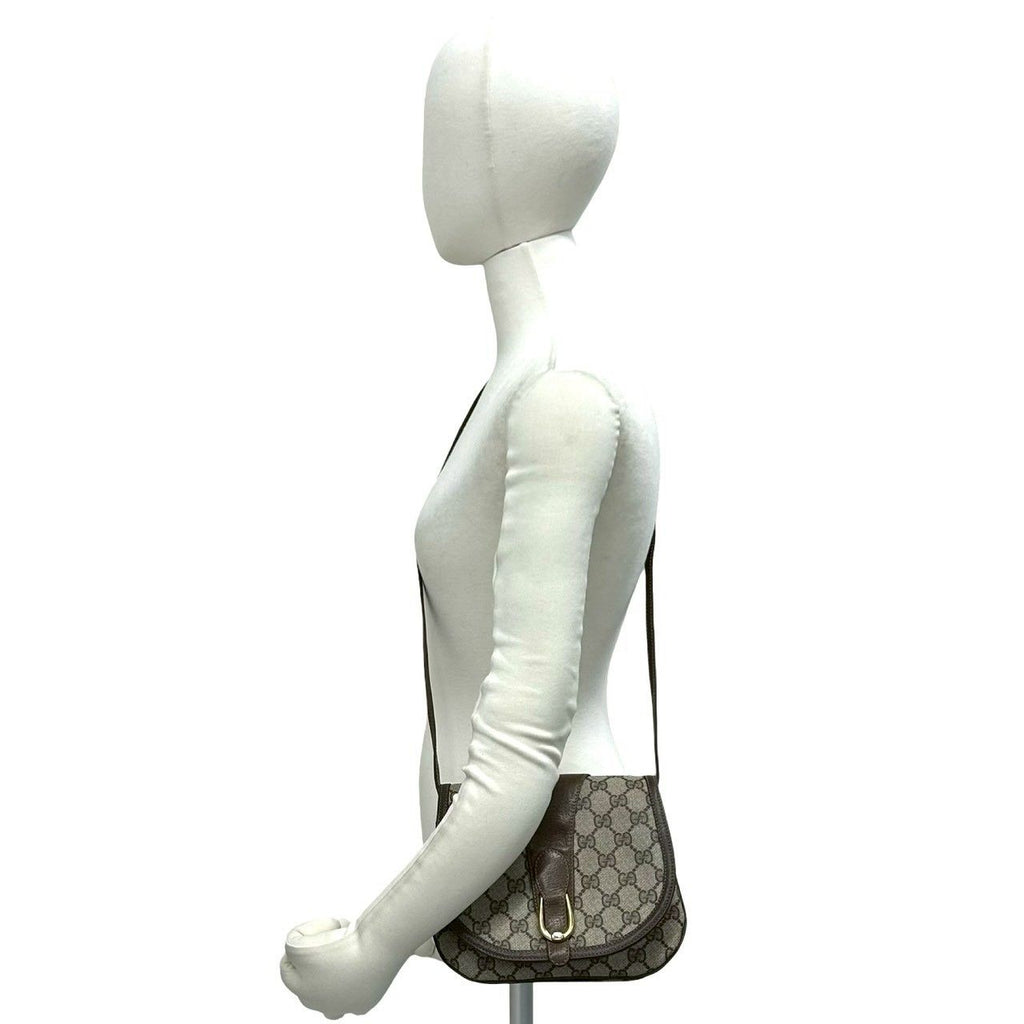 Gucci Vintage GG Logo Leather Shoulder Bag Pochette Crossbody Brown — view 2