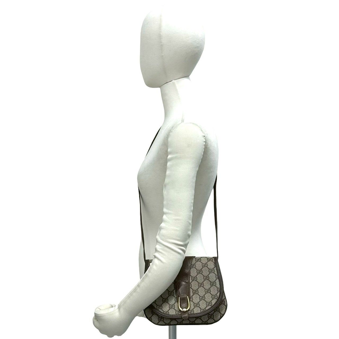 Gucci Vintage GG Logo Leather Shoulder Bag Pochette Crossbody Brown — view 2