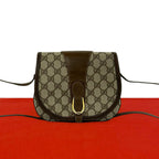 Gucci Vintage GG Logo Leather Shoulder Bag Pochette Crossbody Brown
