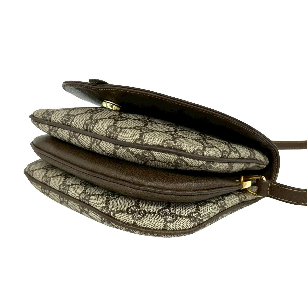 Gucci Vintage GG Logo Leather Shoulder Bag Pochette Crossbody Brown — view 8