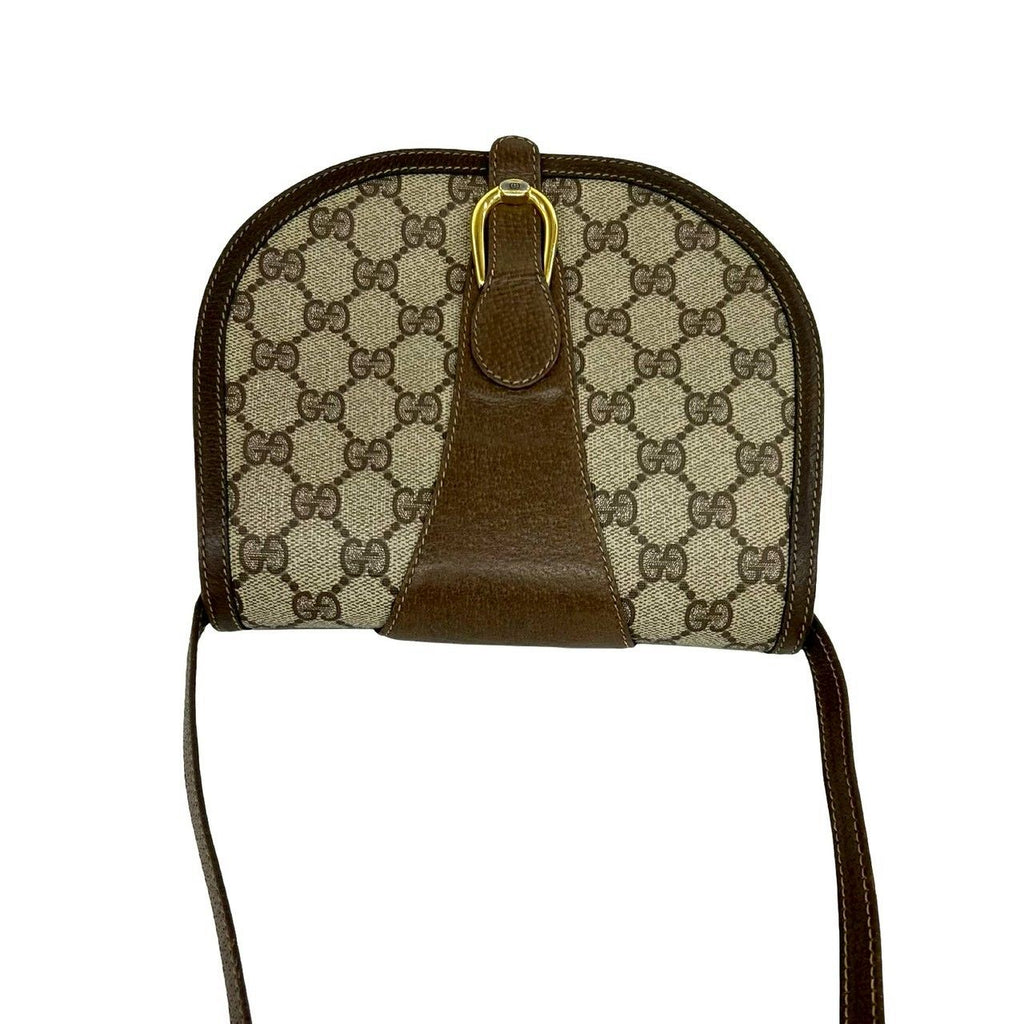Gucci Vintage GG Logo Leather Shoulder Bag Pochette Crossbody Brown — view 4