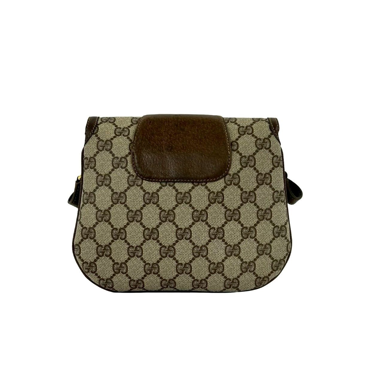 Gucci Vintage GG Logo Leather Shoulder Bag Pochette Crossbody Brown — view 3