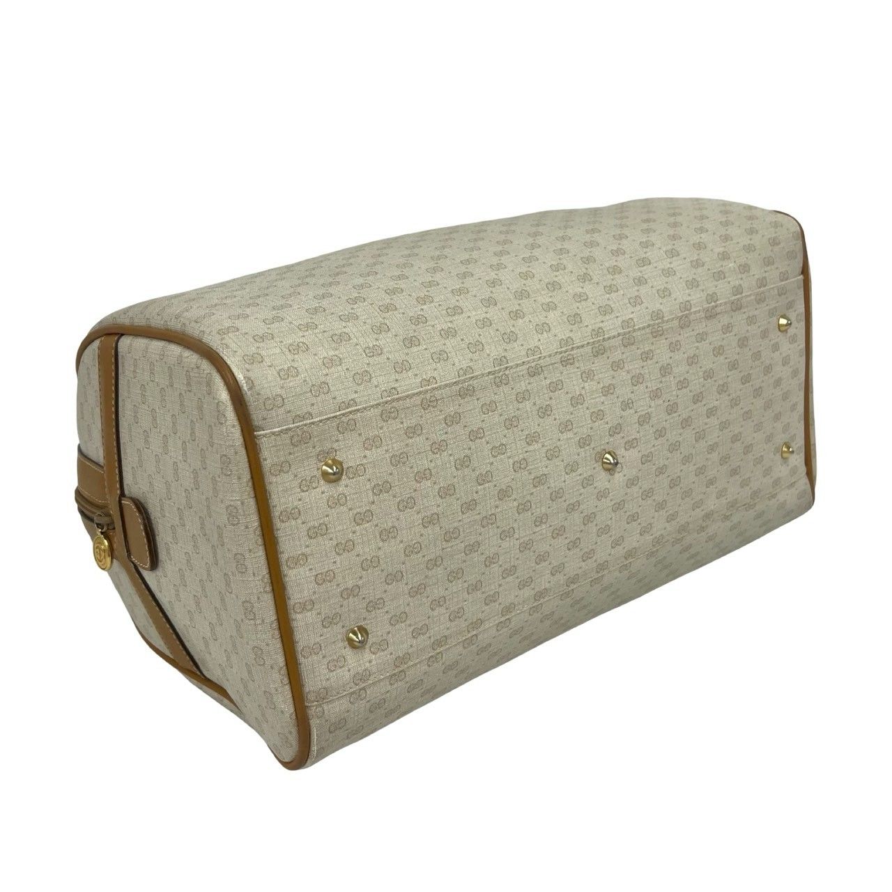 Gucci Vintage Micro GG Logo Pattern Leather Boston Bag Beige — view 7