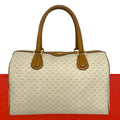 Gucci Vintage Micro GG Logo Pattern Leather Boston Bag Beige
