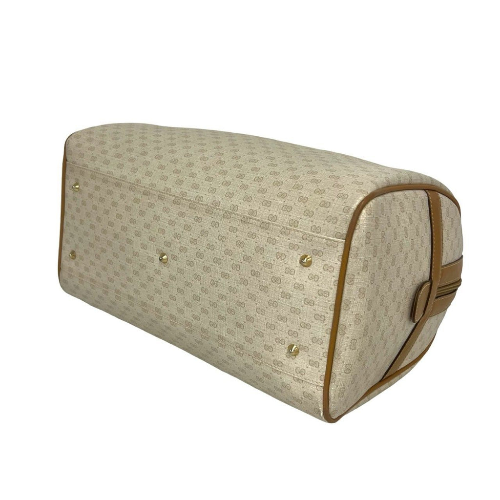 Gucci Vintage Micro GG Logo Pattern Leather Boston Bag Beige — view 8