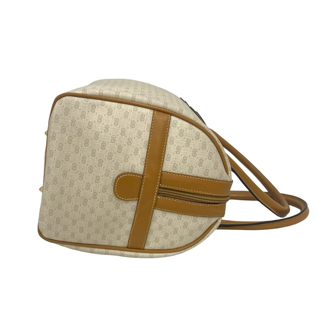 Gucci Vintage Micro GG Logo Pattern Leather Boston Bag Beige — view 6