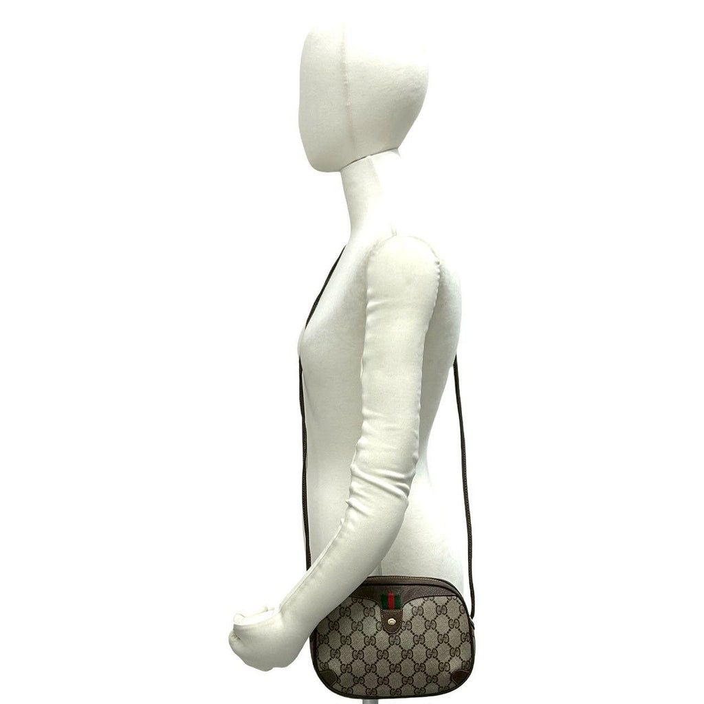 Gucci Vintage Sherry Line GG Logo Leather Shoulder Bag Pochette Brown — view 2