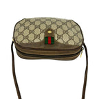 Gucci Vintage Sherry Line GG Logo Leather Shoulder Bag Pochette Brown — view 4