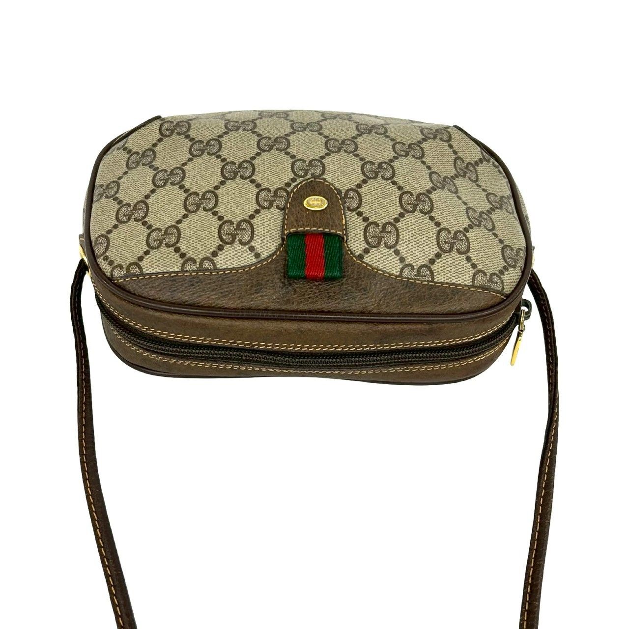 Gucci Vintage Sherry Line GG Logo Leather Shoulder Bag Pochette Brown — view 4