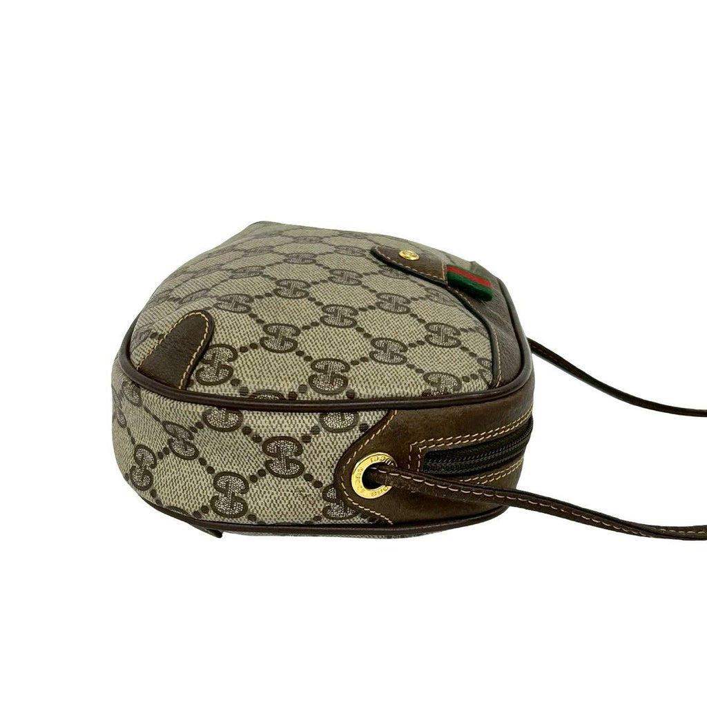 Gucci Vintage Sherry Line GG Logo Leather Shoulder Bag Pochette Brown — view 6