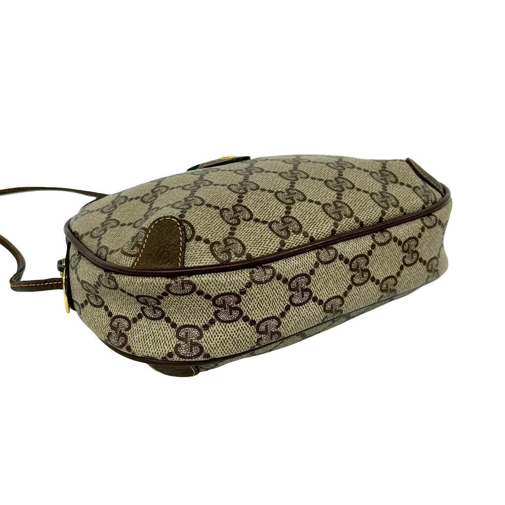 Gucci Vintage Sherry Line GG Logo Leather Shoulder Bag Pochette Brown — view 7