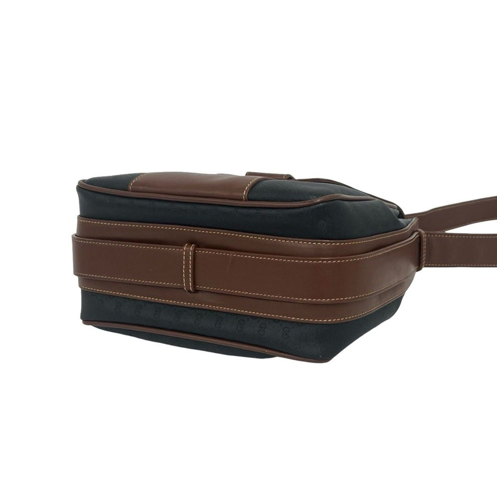 Gucci Vintage Micro GG Pattern Horsebit Leather Shoulder Bag Brown Black — view 8