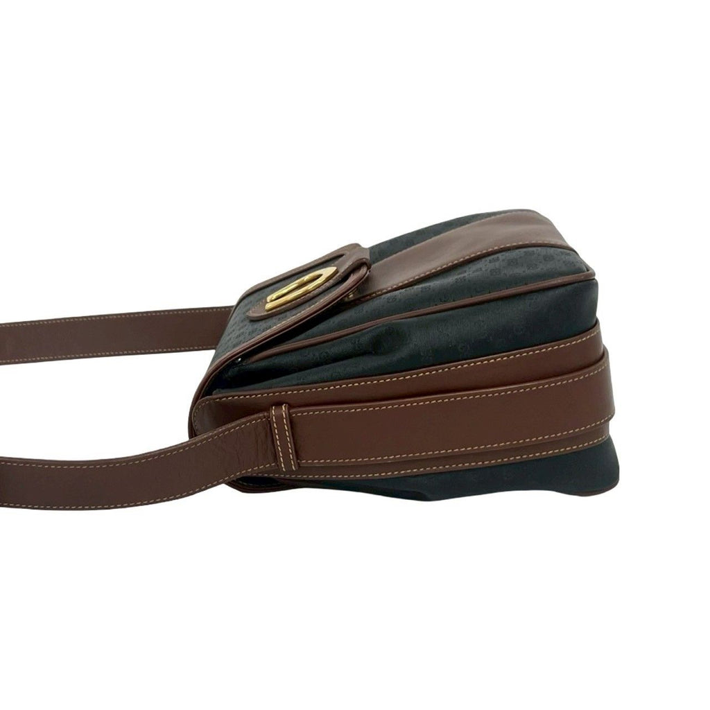 Gucci Vintage Micro GG Pattern Horsebit Leather Shoulder Bag Brown Black — view 5
