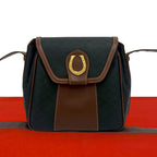 Gucci Vintage Micro GG Pattern Horsebit Leather Shoulder Bag Brown Black
